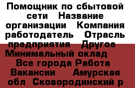 Помощник по сбытовой сети › Название организации ­ Компания-работодатель › Отрасль предприятия ­ Другое › Минимальный оклад ­ 1 - Все города Работа » Вакансии   . Амурская обл.,Сковородинский р-н